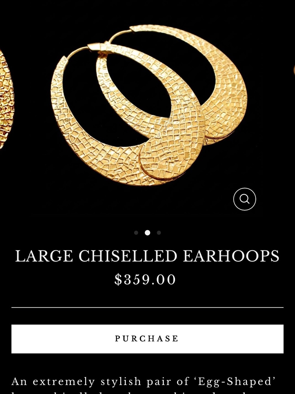 TAY jewelry Large Chiselled Gold plated Earrings